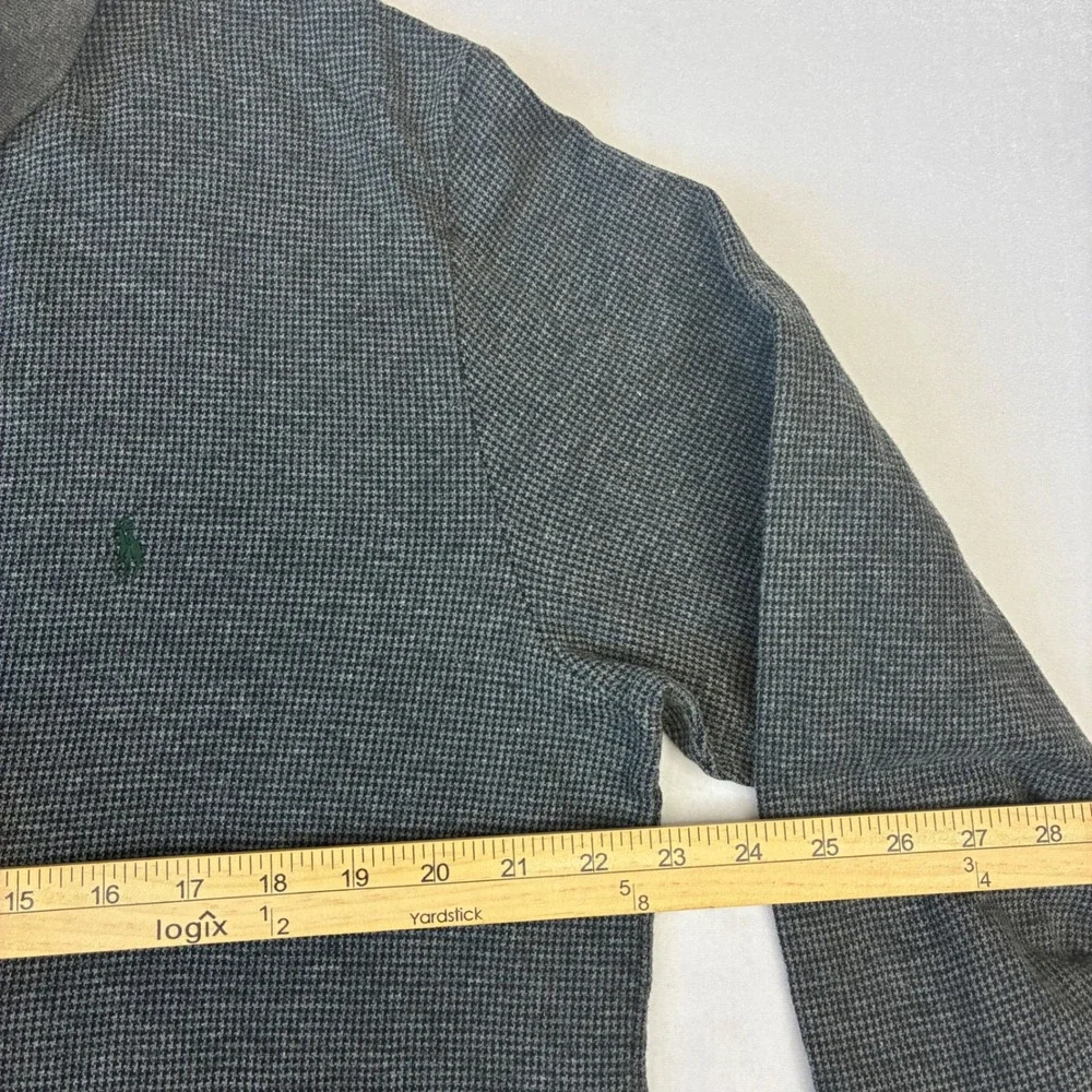 Polo Ralph Lauren Polo Shirt Mens XL Grey Pima Cotton Long‎ Sleeve Houndstooth